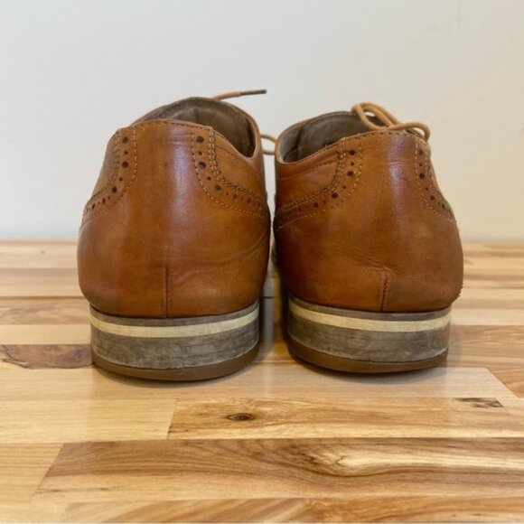 Steve Madden men Romah leather dress shoes camel tan ecru white sole size 10,5 - Picture 2 of 13